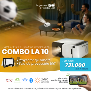 COMBO PROYECTOR Q6 SMART + TELA DE PROYECCIÓN 100"